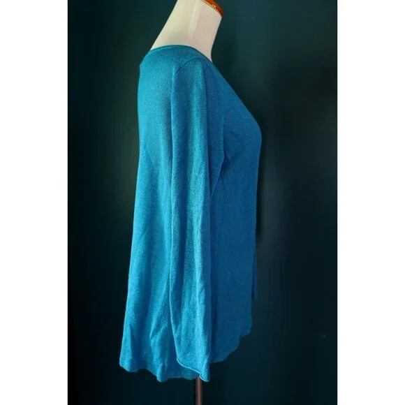 Eileen Fisher Top Sweater Women Size S Royal Blue 100% Organic Linen Round Neck - Picture 9 of 9